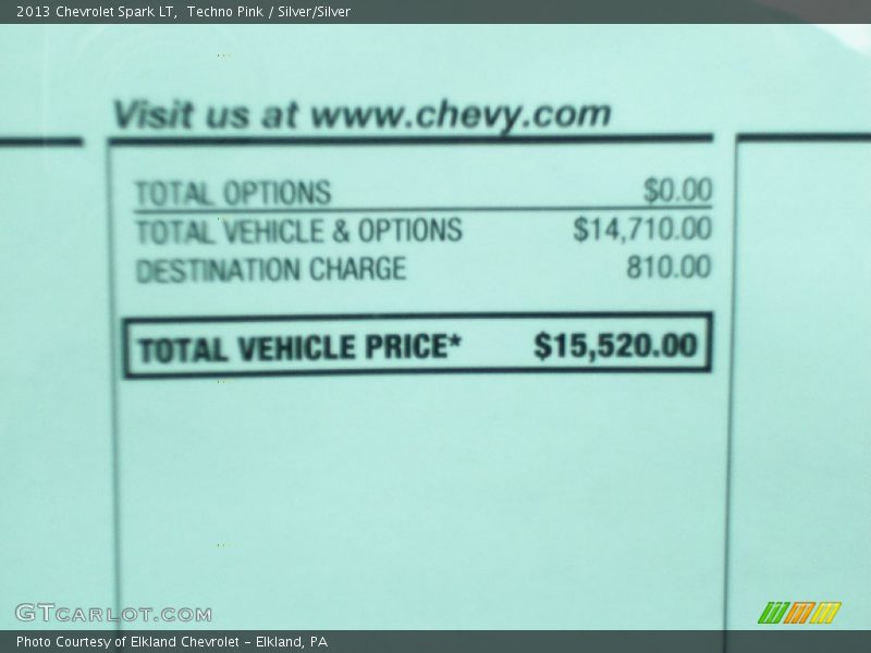  2013 Spark LT Window Sticker