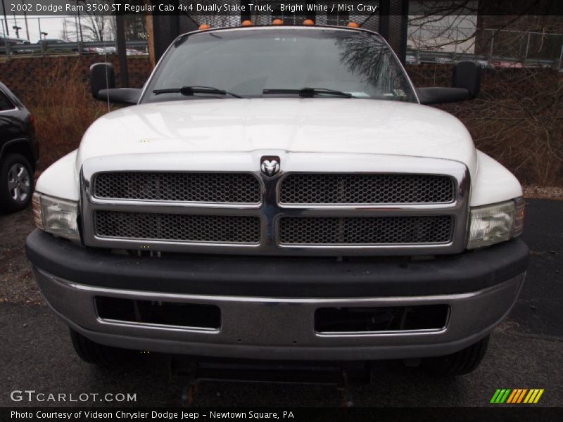 Bright White / Mist Gray 2002 Dodge Ram 3500 ST Regular Cab 4x4 Dually Stake Truck