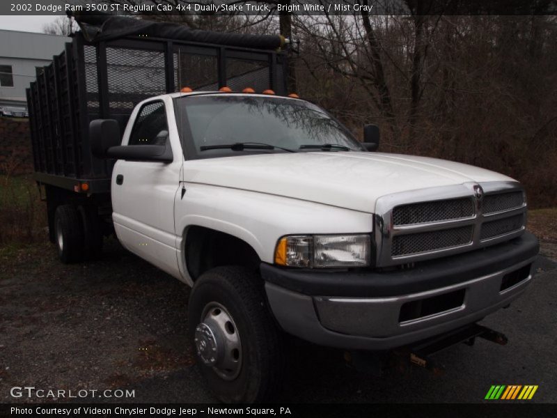 Bright White / Mist Gray 2002 Dodge Ram 3500 ST Regular Cab 4x4 Dually Stake Truck