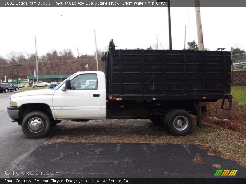 Bright White / Mist Gray 2002 Dodge Ram 3500 ST Regular Cab 4x4 Dually Stake Truck