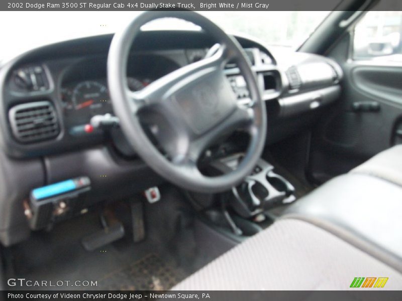 Bright White / Mist Gray 2002 Dodge Ram 3500 ST Regular Cab 4x4 Dually Stake Truck
