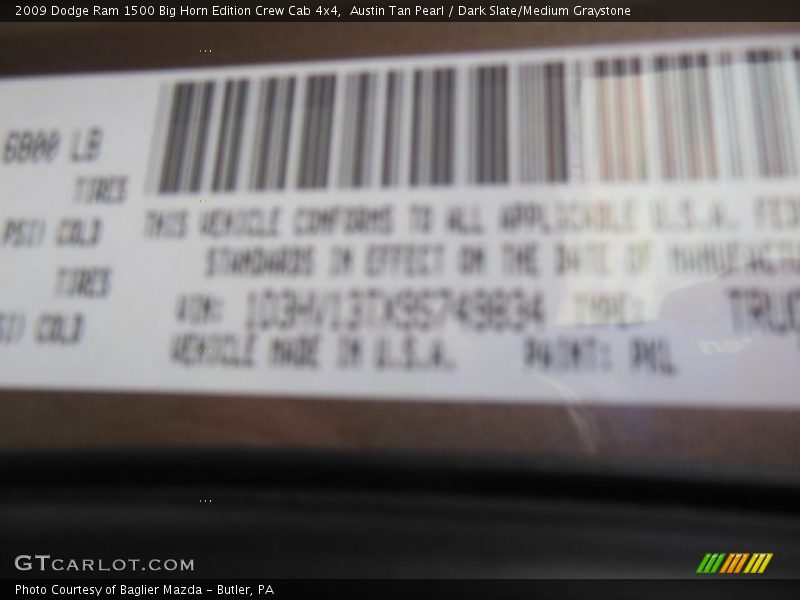 Austin Tan Pearl / Dark Slate/Medium Graystone 2009 Dodge Ram 1500 Big Horn Edition Crew Cab 4x4