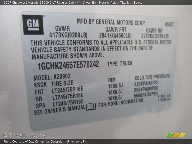 Silver Birch Metallic / Light Titanium/Ebony 2007 Chevrolet Silverado 2500HD LT Regular Cab 4x4
