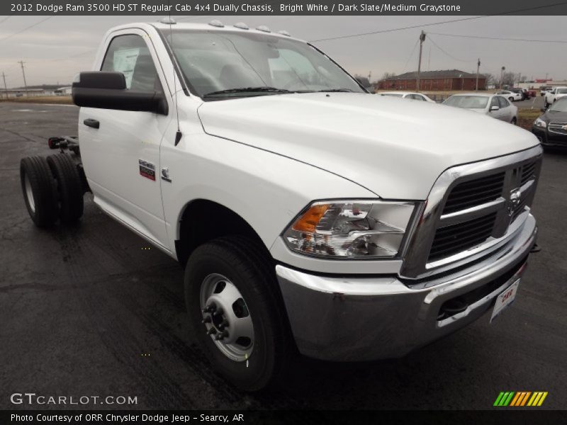 Bright White / Dark Slate/Medium Graystone 2012 Dodge Ram 3500 HD ST Regular Cab 4x4 Dually Chassis