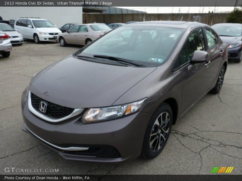 Urban Titanium Metallic / Beige 2013 Honda Civic EX Sedan