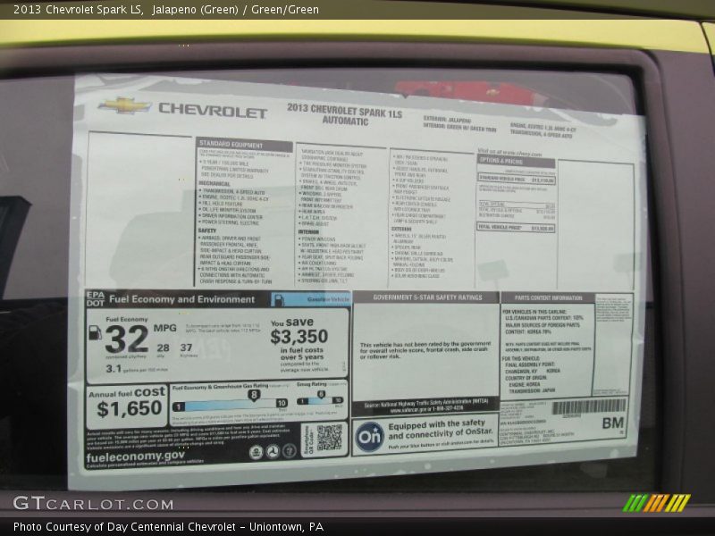  2013 Spark LS Window Sticker