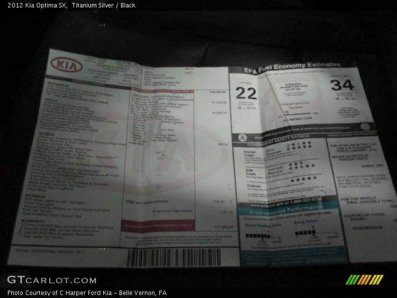 Titanium Silver / Black 2012 Kia Optima SX