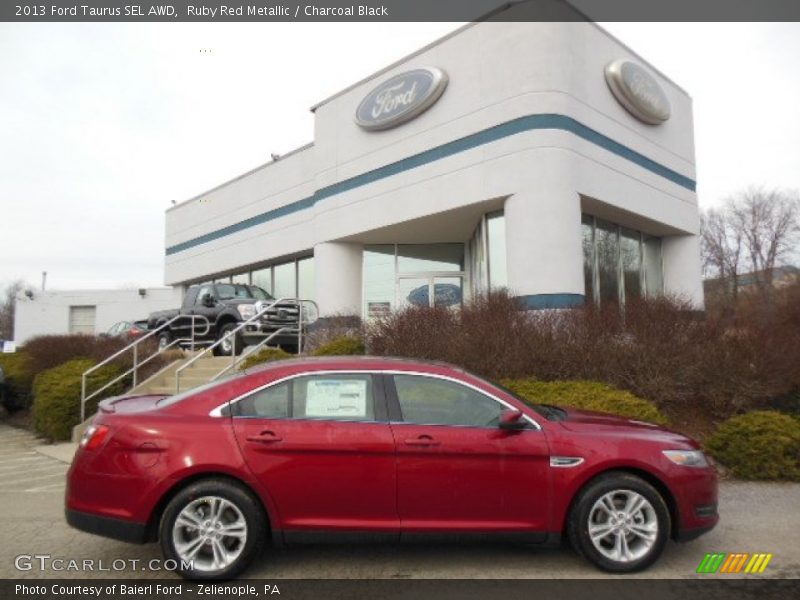 Ruby Red Metallic / Charcoal Black 2013 Ford Taurus SEL AWD