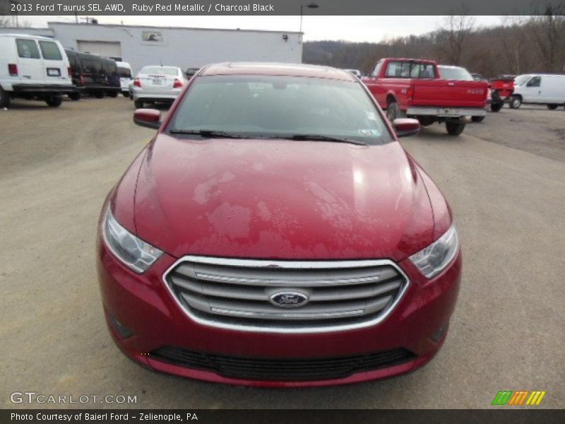 Ruby Red Metallic / Charcoal Black 2013 Ford Taurus SEL AWD