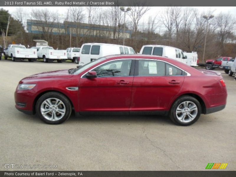 Ruby Red Metallic / Charcoal Black 2013 Ford Taurus SEL AWD
