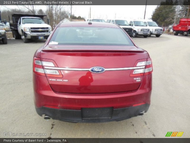 Ruby Red Metallic / Charcoal Black 2013 Ford Taurus SEL AWD
