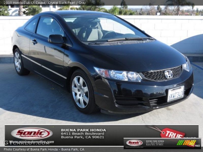 Crystal Black Pearl / Gray 2010 Honda Civic LX Coupe