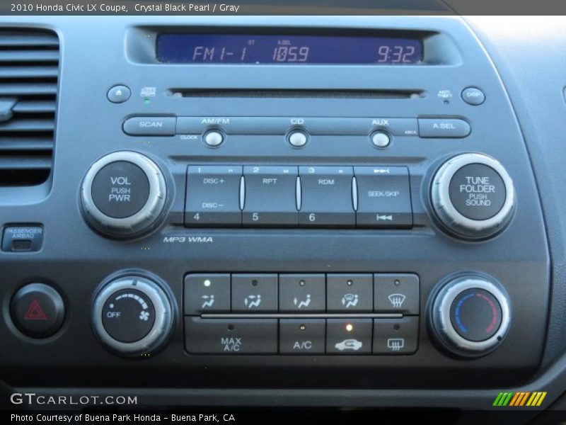 Crystal Black Pearl / Gray 2010 Honda Civic LX Coupe