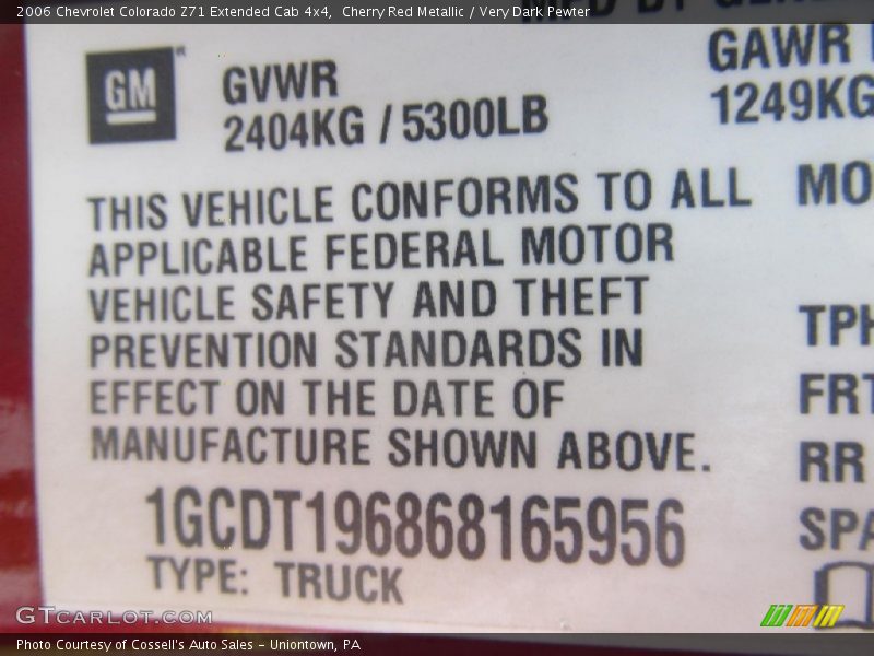 Cherry Red Metallic / Very Dark Pewter 2006 Chevrolet Colorado Z71 Extended Cab 4x4