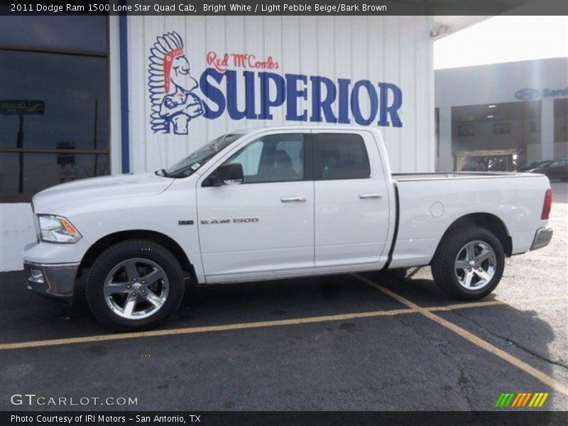 Bright White / Light Pebble Beige/Bark Brown 2011 Dodge Ram 1500 Lone Star Quad Cab