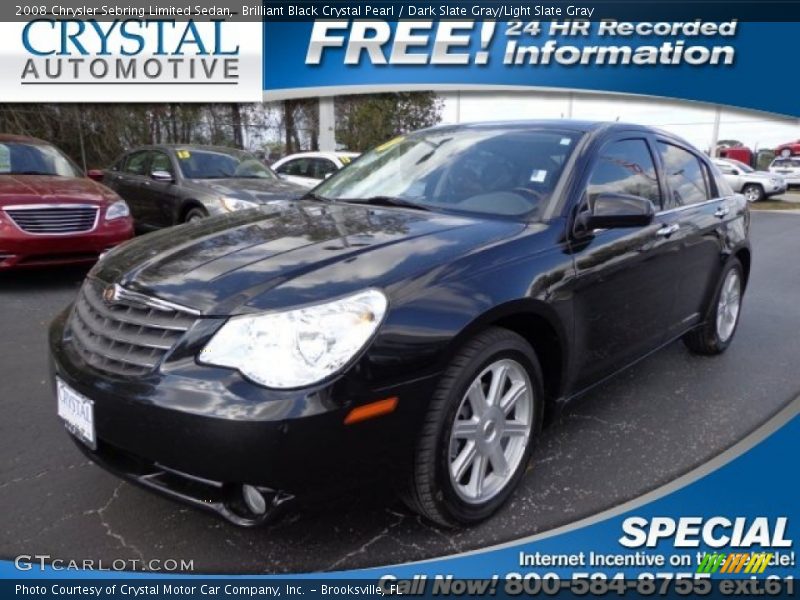 Brilliant Black Crystal Pearl / Dark Slate Gray/Light Slate Gray 2008 Chrysler Sebring Limited Sedan