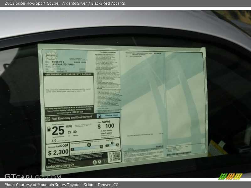  2013 FR-S Sport Coupe Window Sticker