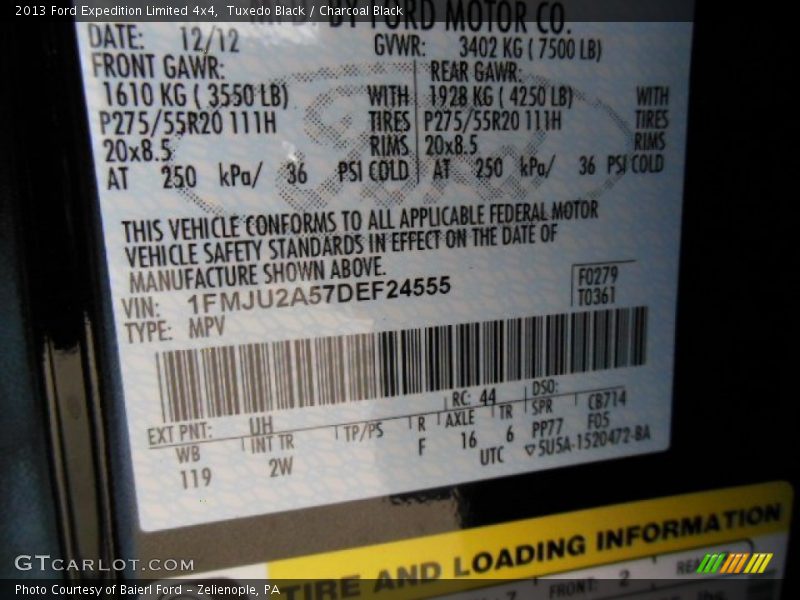 Tuxedo Black / Charcoal Black 2013 Ford Expedition Limited 4x4