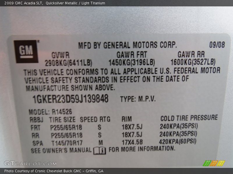 Quicksilver Metallic / Light Titanium 2009 GMC Acadia SLT