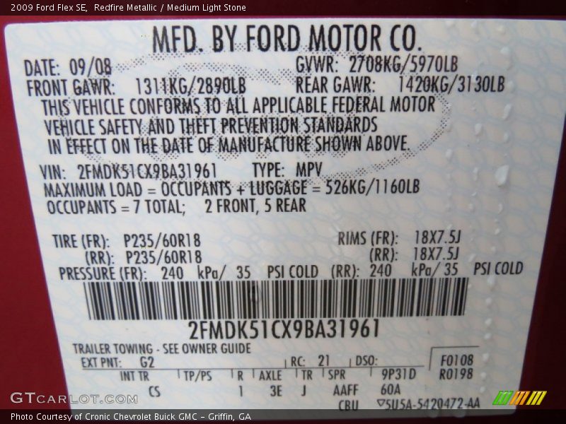 Redfire Metallic / Medium Light Stone 2009 Ford Flex SE