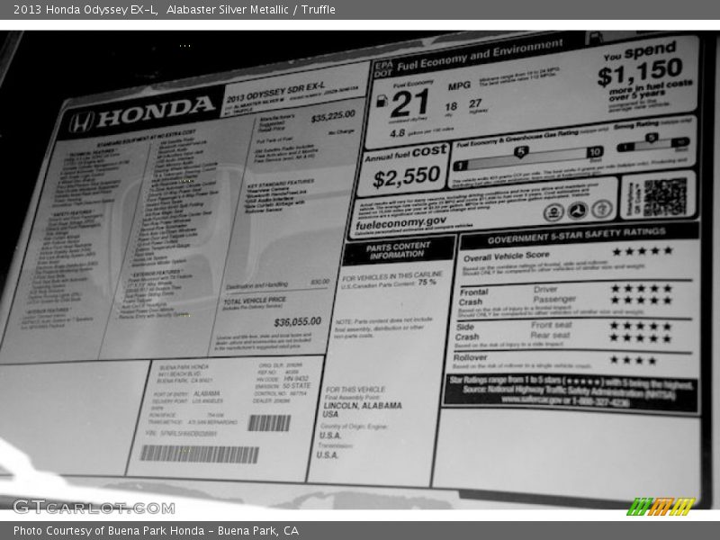 Alabaster Silver Metallic / Truffle 2013 Honda Odyssey EX-L