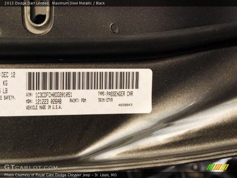 Maximum Steel Metallic / Black 2013 Dodge Dart Limited