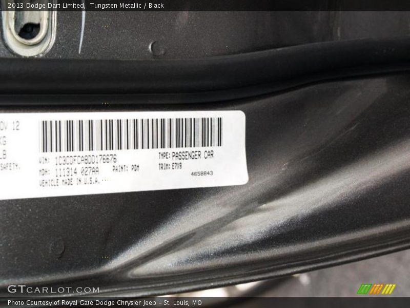 Tungsten Metallic / Black 2013 Dodge Dart Limited