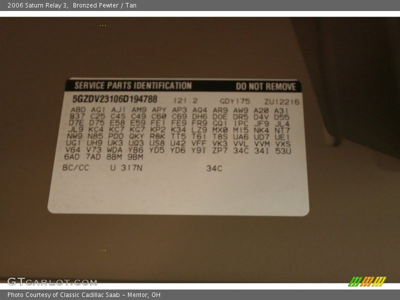 Bronzed Pewter / Tan 2006 Saturn Relay 3