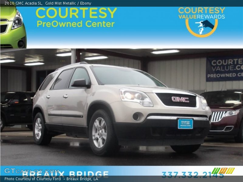 Gold Mist Metallic / Ebony 2010 GMC Acadia SL
