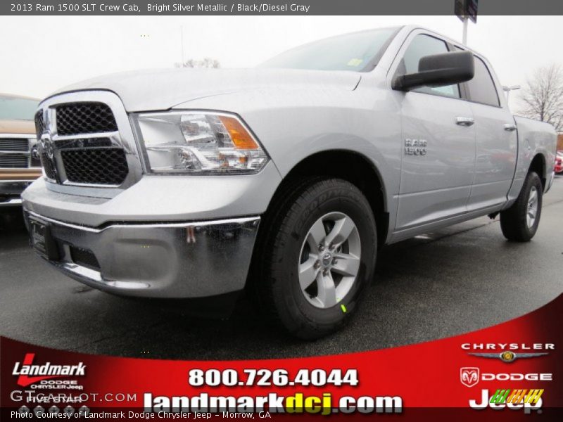 Bright Silver Metallic / Black/Diesel Gray 2013 Ram 1500 SLT Crew Cab