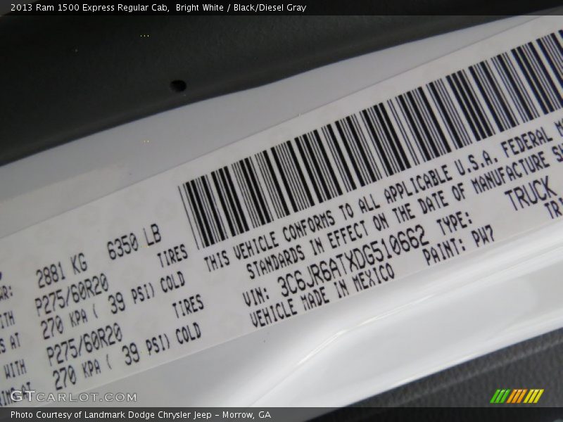 Bright White / Black/Diesel Gray 2013 Ram 1500 Express Regular Cab
