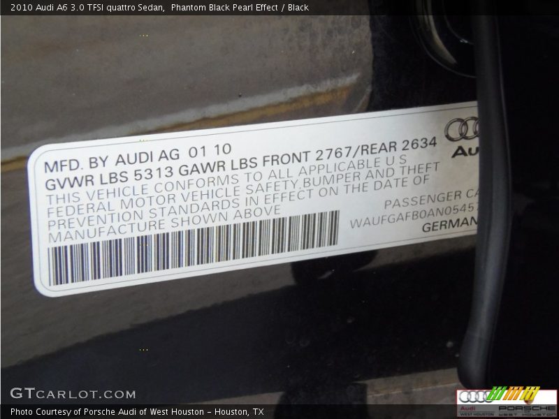 Phantom Black Pearl Effect / Black 2010 Audi A6 3.0 TFSI quattro Sedan