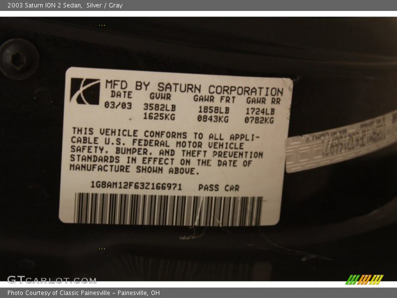 Silver / Gray 2003 Saturn ION 2 Sedan