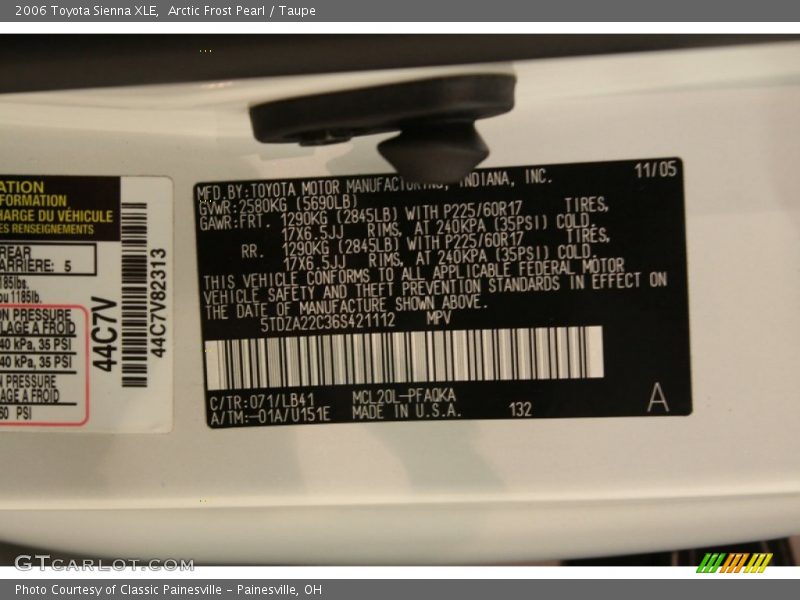 Arctic Frost Pearl / Taupe 2006 Toyota Sienna XLE