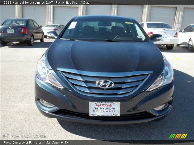 Pacific Blue Pearl / Gray 2013 Hyundai Sonata Limited 2.0T
