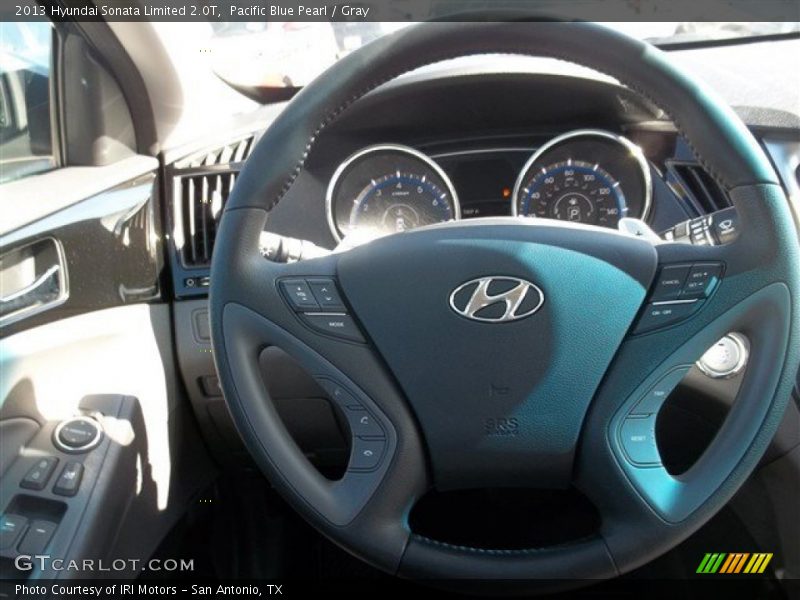 Pacific Blue Pearl / Gray 2013 Hyundai Sonata Limited 2.0T