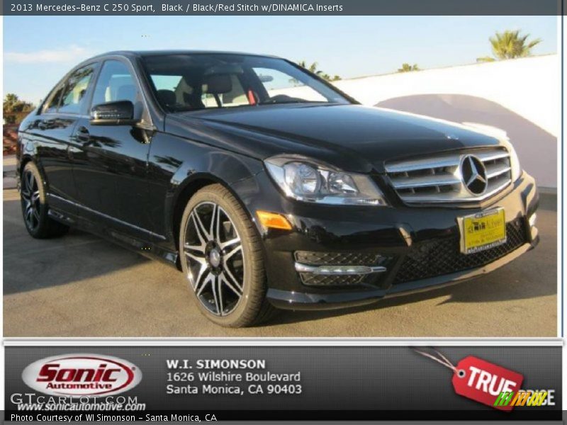 Black / Black/Red Stitch w/DINAMICA Inserts 2013 Mercedes-Benz C 250 Sport