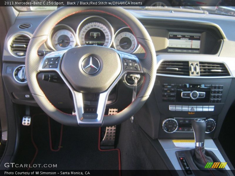 Black / Black/Red Stitch w/DINAMICA Inserts 2013 Mercedes-Benz C 250 Sport