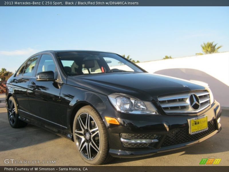 Black / Black/Red Stitch w/DINAMICA Inserts 2013 Mercedes-Benz C 250 Sport
