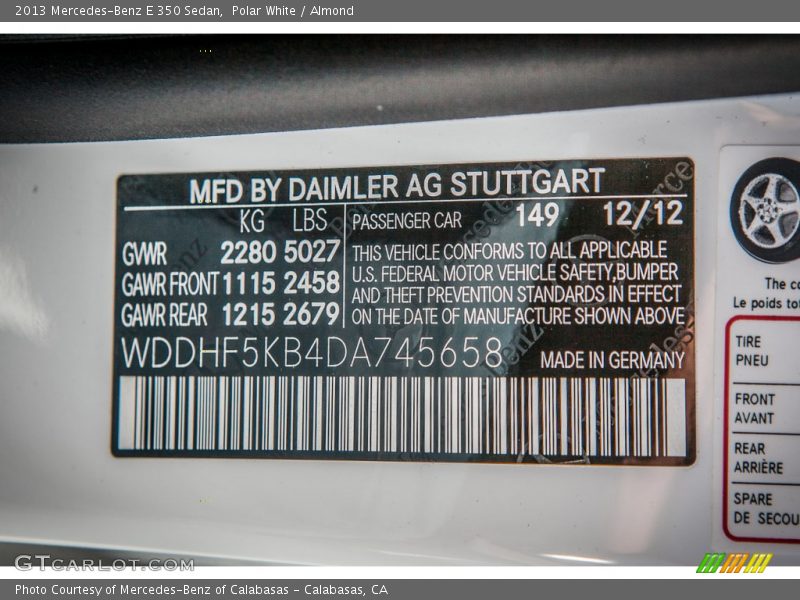 Polar White / Almond 2013 Mercedes-Benz E 350 Sedan