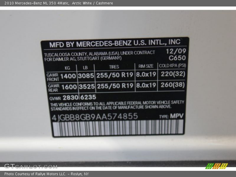Arctic White / Cashmere 2010 Mercedes-Benz ML 350 4Matic