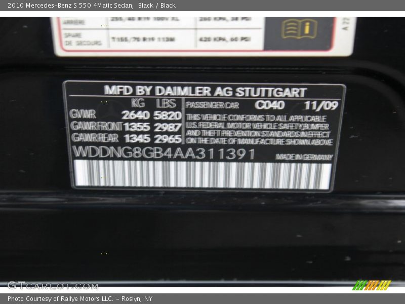 Black / Black 2010 Mercedes-Benz S 550 4Matic Sedan