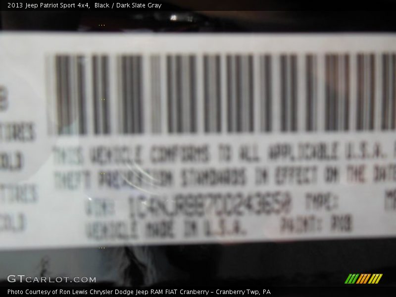 Black / Dark Slate Gray 2013 Jeep Patriot Sport 4x4