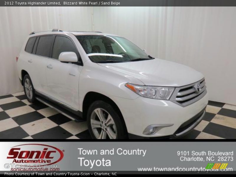 Blizzard White Pearl / Sand Beige 2012 Toyota Highlander Limited