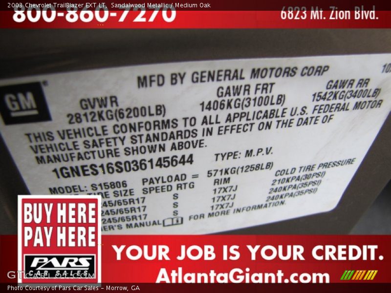 Sandalwood Metallic / Medium Oak 2003 Chevrolet TrailBlazer EXT LT