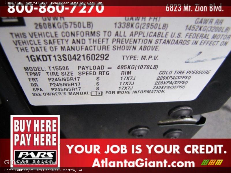 Polo Green Metallic / Light Tan 2004 GMC Envoy SLE 4x4