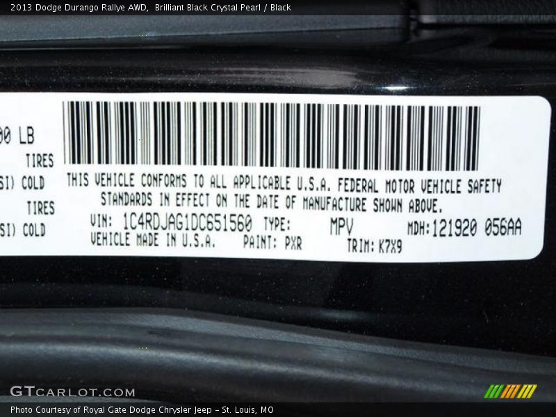 Brilliant Black Crystal Pearl / Black 2013 Dodge Durango Rallye AWD