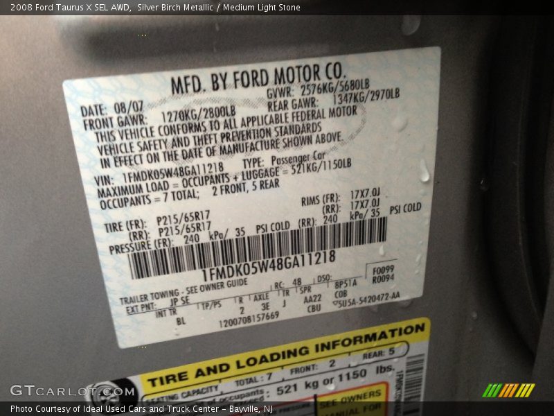Silver Birch Metallic / Medium Light Stone 2008 Ford Taurus X SEL AWD