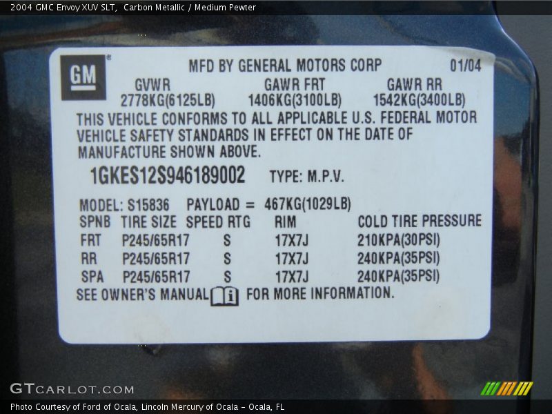 Carbon Metallic / Medium Pewter 2004 GMC Envoy XUV SLT