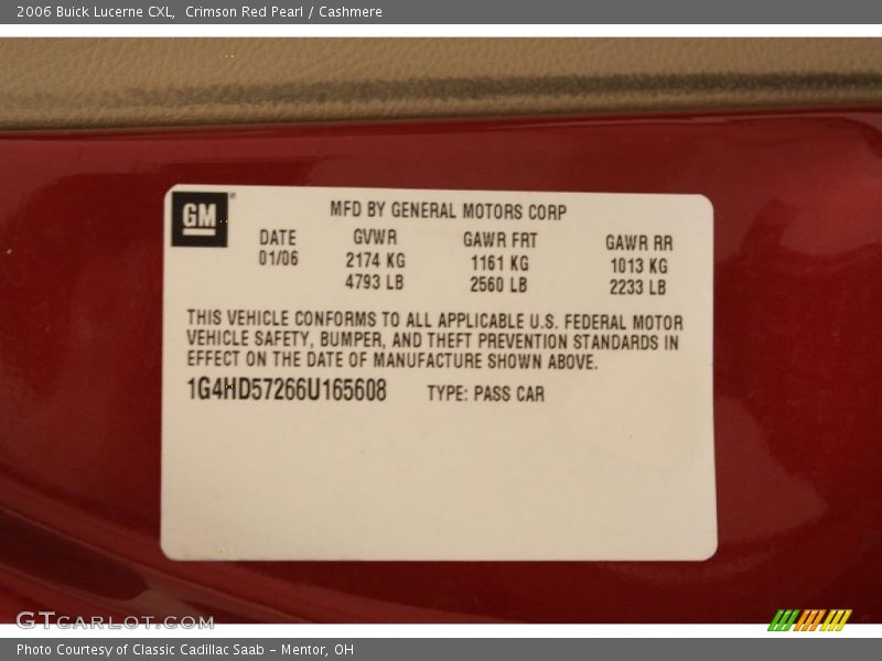 Crimson Red Pearl / Cashmere 2006 Buick Lucerne CXL